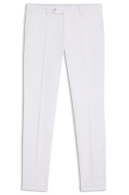 Washable slim-fit trousers in stretch cotton, White