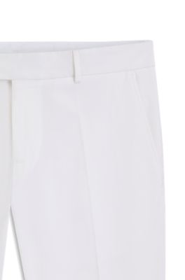 Washable slim-fit trousers in stretch cotton, White