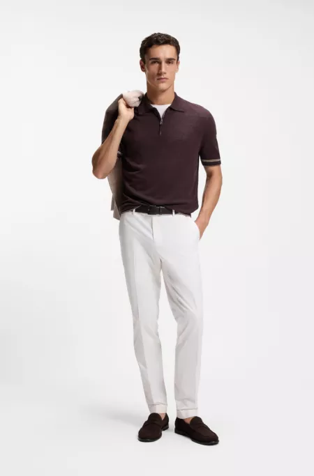 Washable slim-fit trousers in stretch cotton
