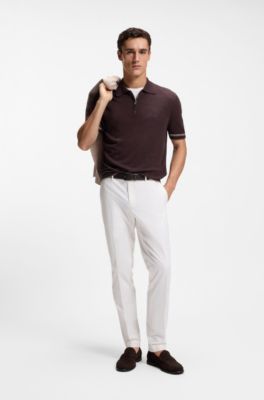 Washable slim-fit trousers in stretch cotton, White