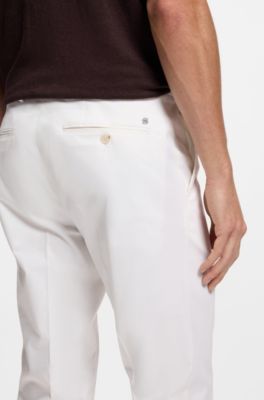 Washable slim-fit trousers in stretch cotton, White