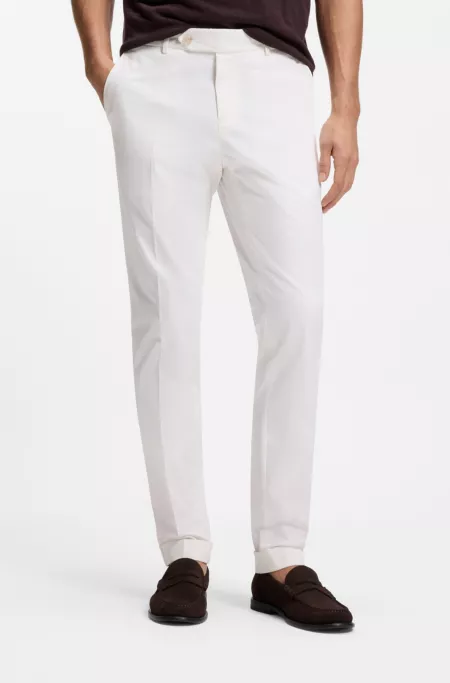 Washable slim-fit trousers in stretch cotton
