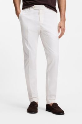Washable slim-fit trousers in stretch cotton, White