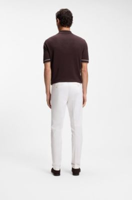 Washable slim-fit trousers in stretch cotton, White