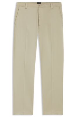 Pantalon coupe droite en twill stretch, Beige clair