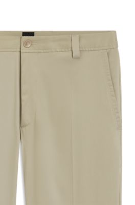 Pantalon coupe droite en twill stretch, Beige clair