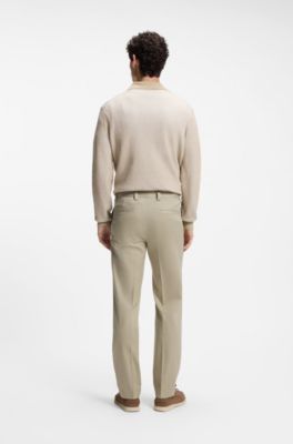 Pantalon coupe droite en twill stretch, Beige clair