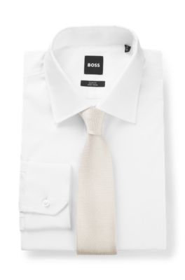 Jacquard-woven tie in silk, White