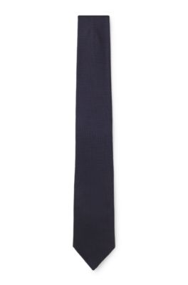 Jacquard-woven tie in silk, Dark Blue