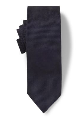 Jacquard-woven tie in silk, Dark Blue