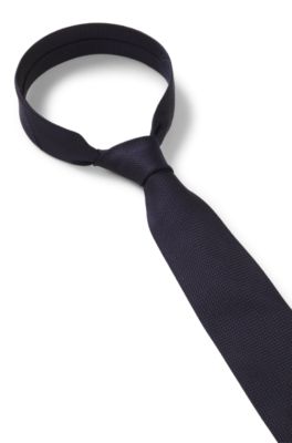 Jacquard-woven tie in silk, Dark Blue