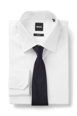 Jacquard-woven tie in silk, Dark Blue