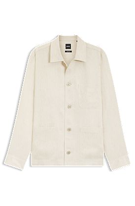 Sobrecamisa relaxed fit en sarga de lino fabricada en Italia