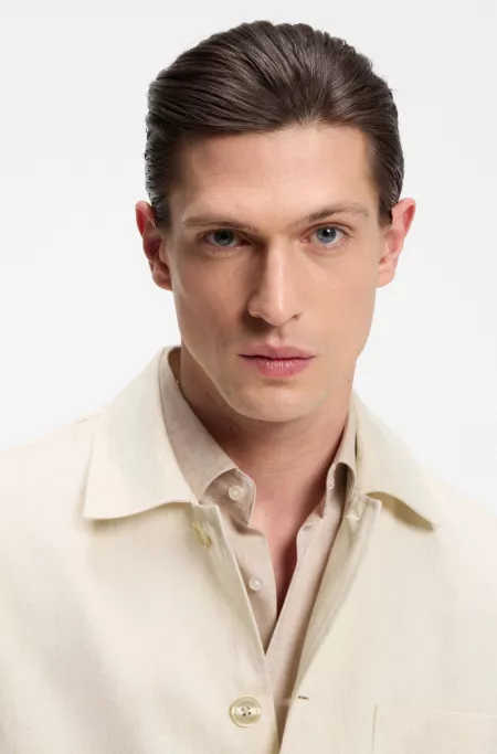 Relaxed-fit overshirt in Italian-made linen twill
