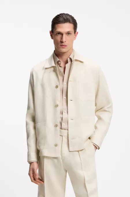 Relaxed-fit overshirt in Italian-made linen twill