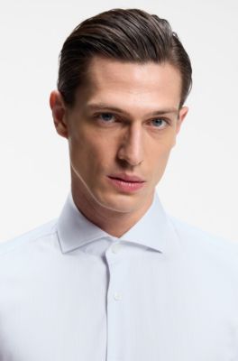 Slim-fit shirt in striped twill, Light Blue