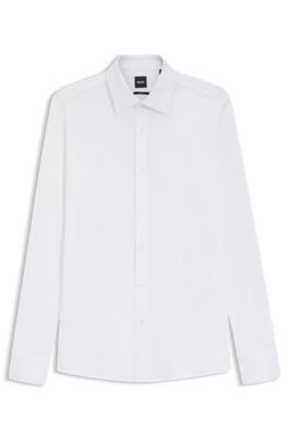 Camisa slim fit en punto de piqu&eacute;, Blanco