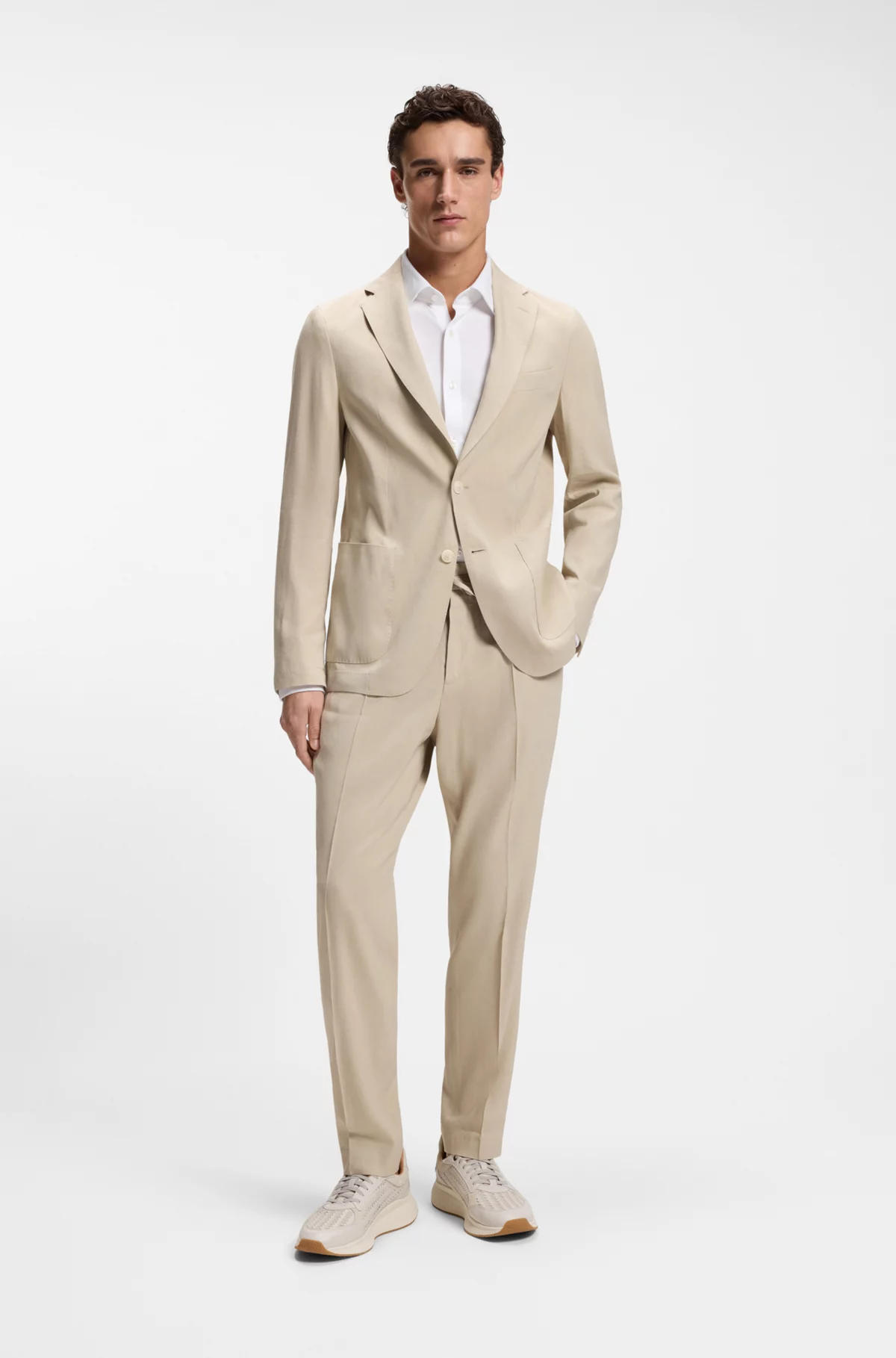 Camisa slim fit en punto de piqué, Blanco