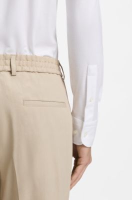 Slim-fit shirt in piqu&eacute; jersey, White
