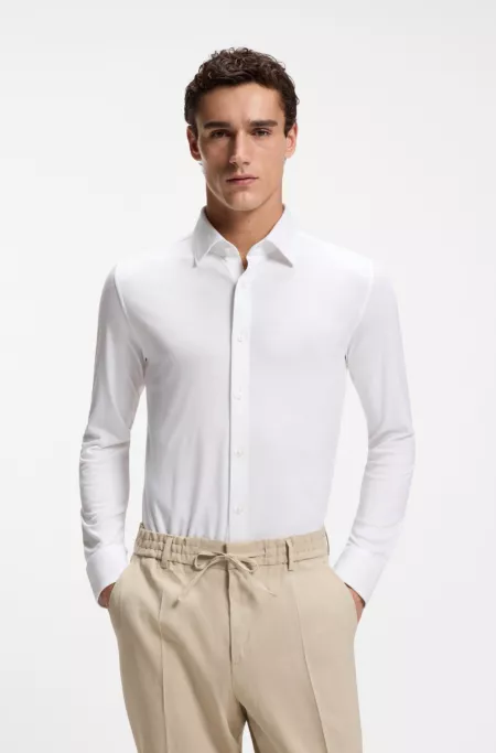 Slim-fit shirt in piqué jersey