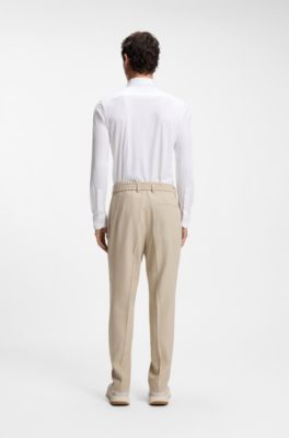 Slim-fit shirt in piqu&eacute; jersey, White