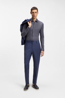 Camisa slim fit en punto de piqu&eacute;, Azul oscuro