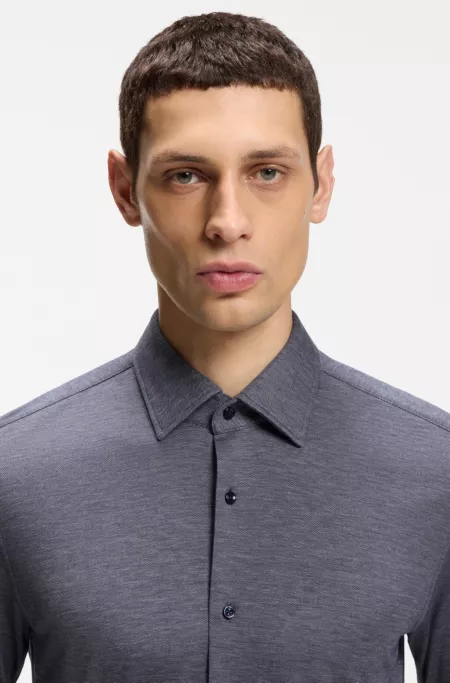 Slim-fit shirt in piqué jersey
