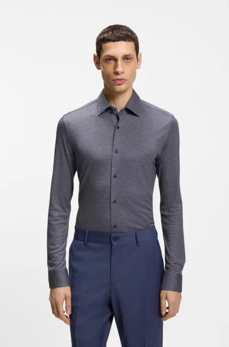 Slim-fit shirt in piqué jersey