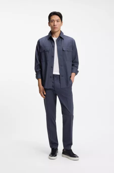 Relaxed-fit overshirt in washable virgin wool