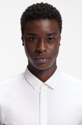 Chemise Slim Fit en coton stretch, Blanc