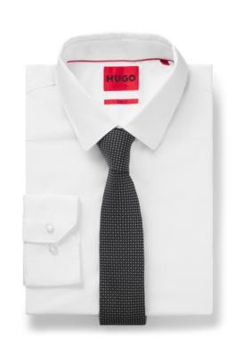 Silk-blend tie with jacquard pattern, Black