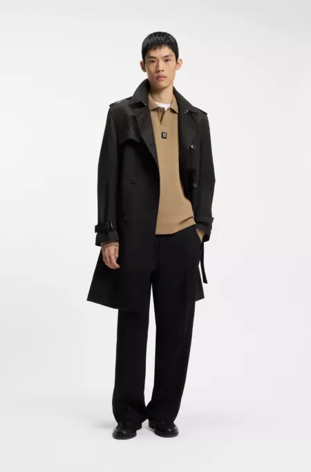 Water-repellent trench coat in a cotton-blend twill