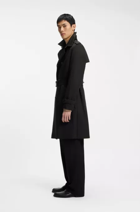 Water-repellent trench coat in a cotton-blend twill