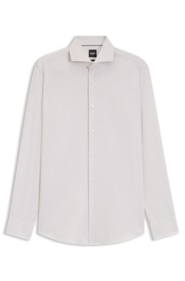 BOSS ONE Slim-fit shirt in a structured cotton blend, Light Beige