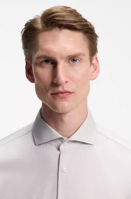 BOSS ONE Slim-fit shirt in a structured cotton blend
