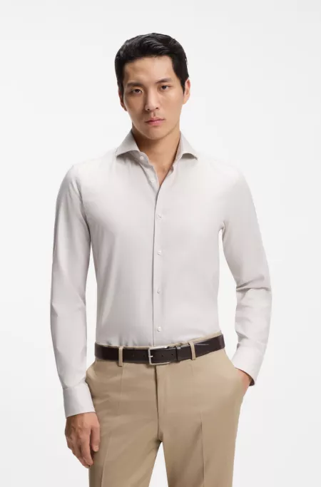 BOSS ONE Slim-fit shirt in a structured cotton blend