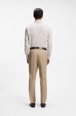 Camisa slim fit de algod&oacute;n con estructura, Beige claro