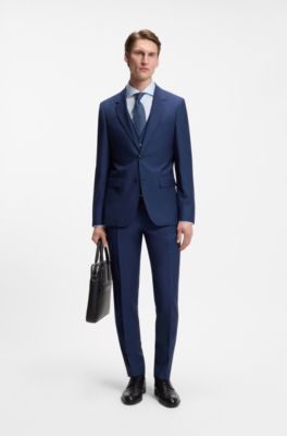 BOSS ONE Slim-fit shirt in a structured cotton blend, Light Blue