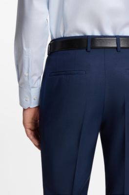 Slim-fit shirt in a structured cotton blend, Light Blue