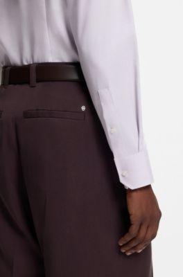Slim-fit shirt in a structured cotton blend, Light Purple