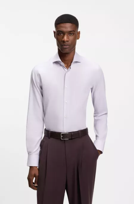 Slim-fit shirt in a structured cotton blend