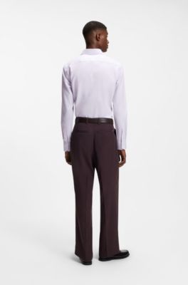 Slim-fit shirt in a structured cotton blend, Light Purple