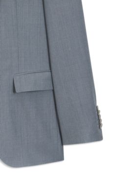 Two-piece slim-fit suit in virgin wool and silk, Dark Green