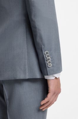 Two-piece slim-fit suit in virgin wool and silk, Dark Green