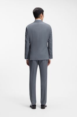 Two-piece slim-fit suit in virgin wool and silk, Dark Green