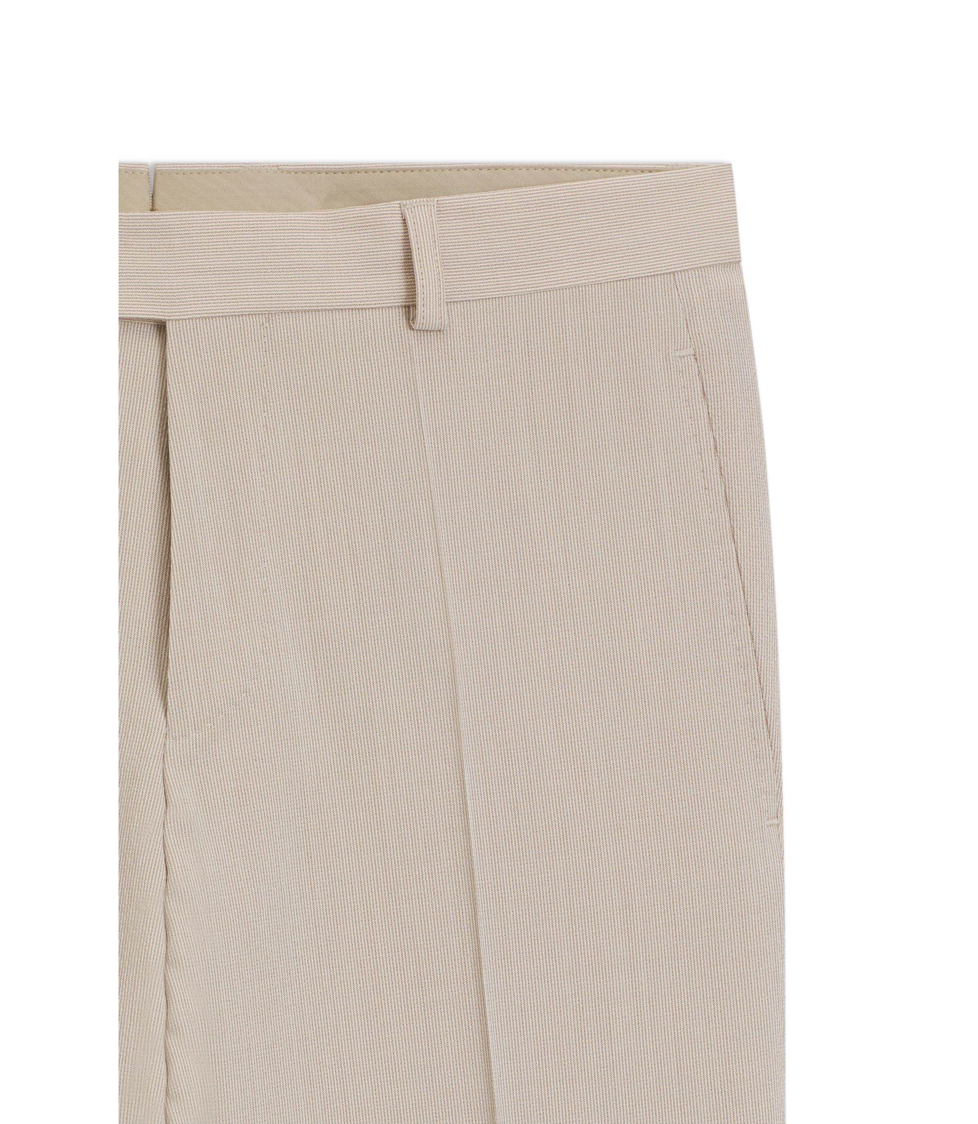 BOSS - Tapered-fit trousers in wool-blend seersucker - Beige