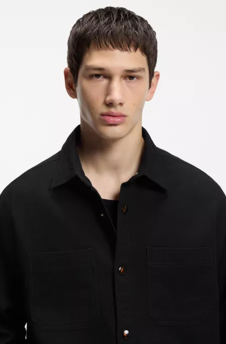 Oversize-fit shirt in cotton twill with patch pockets