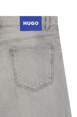 Grey baggy-fit jeans in stonewashed denim, Grey