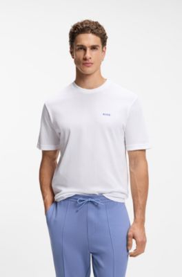 Embroidered-artwork T-shirt in cotton mesh, White