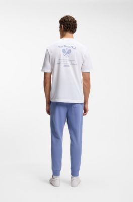 Embroidered-artwork T-shirt in cotton mesh, White